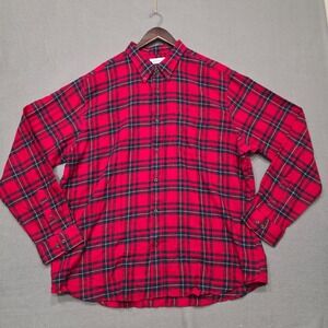 Saddlebred Men's Classic Fit Red Plaid Long Sleeve Button Up Flannel Sz 2XL NWOT